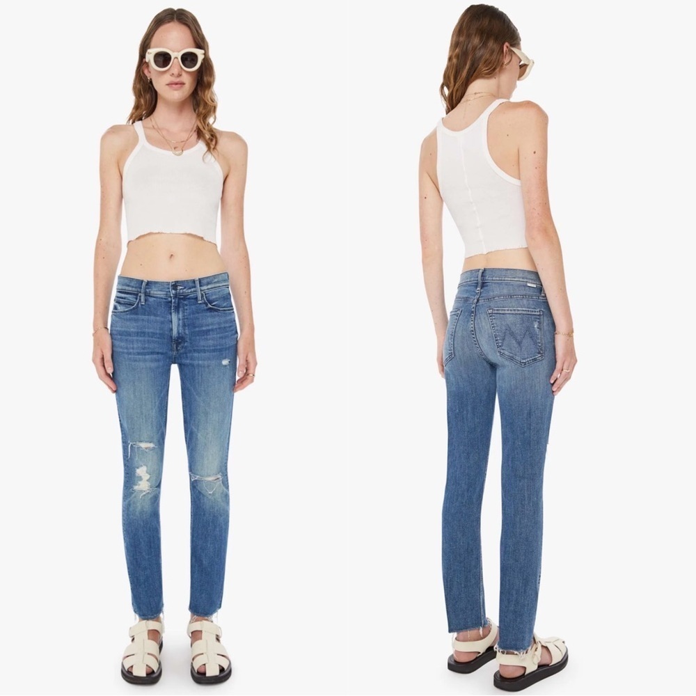 MOTHER The Mid Rise Dazzler Ankle Fray In Weekend Warrior Size 25